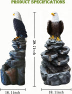 Eagle Outdoor Fountain with 5 Layers of LED Lights,39.7" H Premium Water Waterfall Suitable for Gardens,Courtyards, Balconies,and Interior Decoration