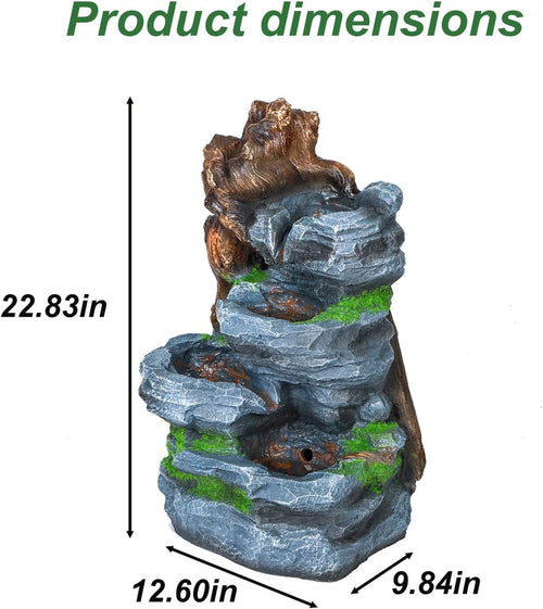 22.8" 4-Tier Outdoor Garden Fountain with LED Lights