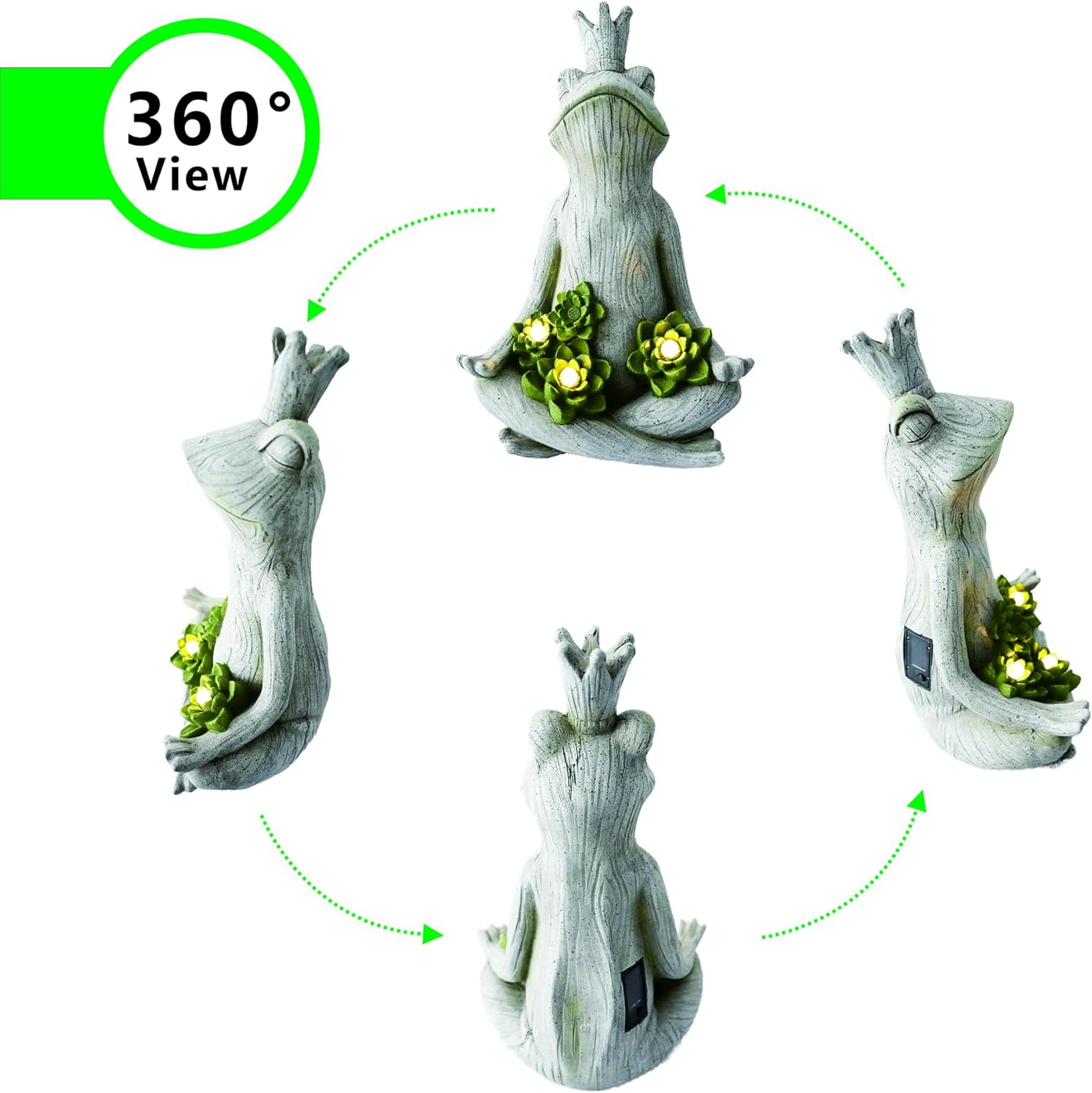 Eco-Friendly Solar Lights with LED Garden Statue Yoga Frog Sustainable Eco-Friendly Solar Lights with LED Sustainability Sculpture Courtyard Balcony Home Decoration（20" Tall