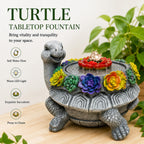 Turtle Tabletop Waterfall Fountain with LED Lights – 11″ Desktop Home Office Decor, Quiet Indoor Water Feature Humidifier, Feng Shui Lucky Turtle Gift
