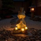 Large Garden Statue Yoga Frog Sustainable Eco-Friendly Solar Lights with LED Sustainability Sculpture Courtyard Balcony Home Decoration（12" Tall