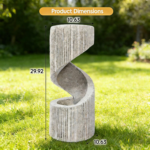 29.9" Spiral Outdoor Water Fountain with LED Lights
