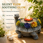 Turtle Tabletop Waterfall Fountain with LED Lights – 11″ Desktop Home Office Decor, Quiet Indoor Water Feature Humidifier, Feng Shui Lucky Turtle Gift