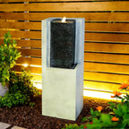 Outdoor Decorative Garden Fountain with LED Lights,35.43 Inch Featuring Modern-Style Water Feature Decoration