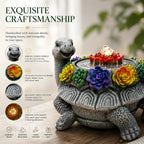 Turtle Tabletop Waterfall Fountain with LED Lights – 11″ Desktop Home Office Decor, Quiet Indoor Water Feature Humidifier, Feng Shui Lucky Turtle Gift