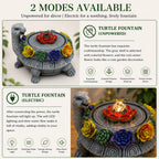 Turtle Tabletop Waterfall Fountain with LED Lights – 11″ Desktop Home Office Decor, Quiet Indoor Water Feature Humidifier, Feng Shui Lucky Turtle Gift