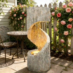 Outdoor Decorative Garden Fountain with LED Lights,39.4-inch High-Rotation Fountain Water Feature