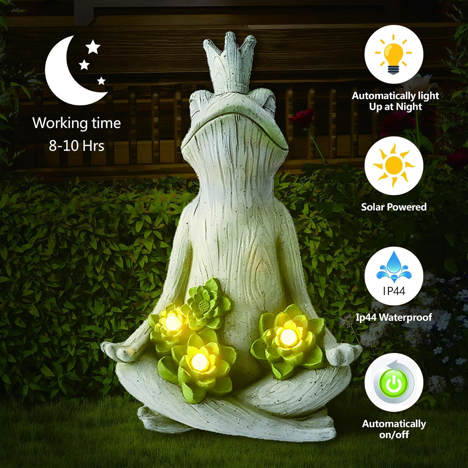 Eco-Friendly Solar Lights with LED Garden Statue Yoga Frog Sustainable Eco-Friendly Solar Lights with LED Sustainability Sculpture Courtyard Balcony Home Decoration（20" Tall