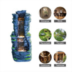 Outdoor Decorative Garden Fountain with LED Lights,Featuring a 39.37-Inch Cascading Garden Waterfall Scenery