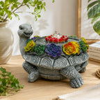 Turtle Tabletop Waterfall Fountain with LED Lights – 11″ Desktop Home Office Decor, Quiet Indoor Water Feature Humidifier, Feng Shui Lucky Turtle Gift