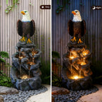Eagle Outdoor Fountain with 5 Layers of LED Lights,39.7" H Premium Water Waterfall Suitable for Gardens,Courtyards, Balconies,and Interior Decoration