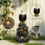 Eagle Outdoor Fountain with 5 Layers of LED Lights,39.7" H Premium Water Waterfall Suitable for Gardens,Courtyards, Balconies,and Interior Decoration